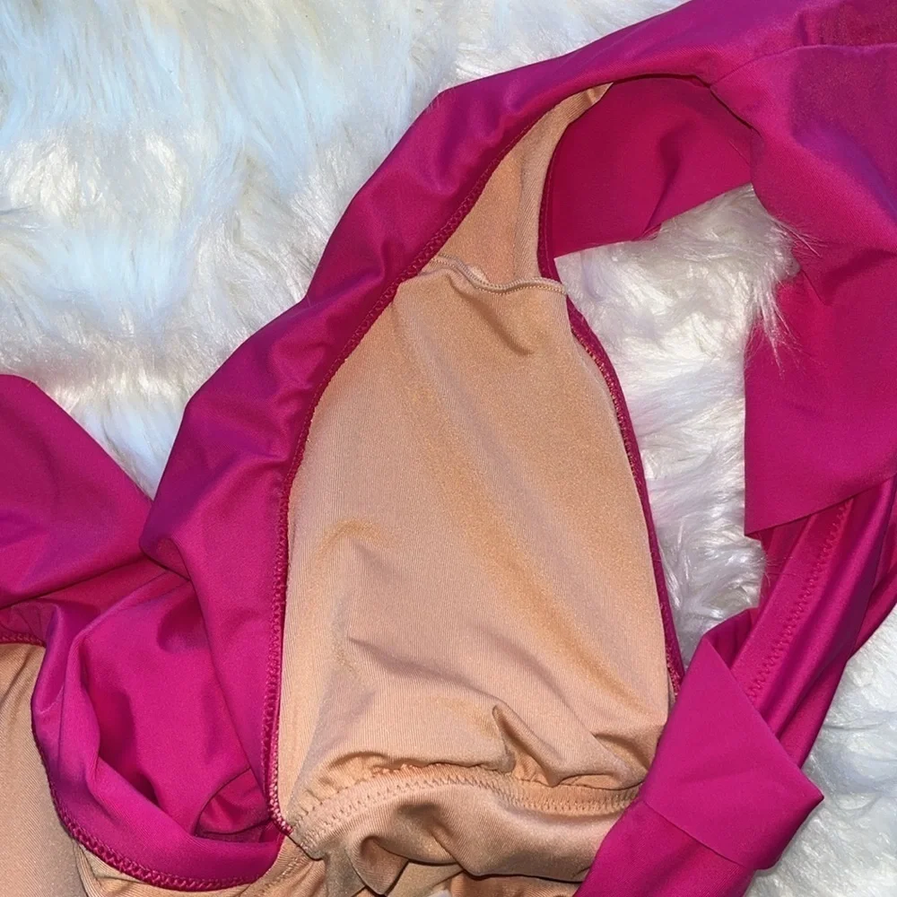 🆕 J Crew Pink Ruched Ruffle One Piece Swimsuit Size 0